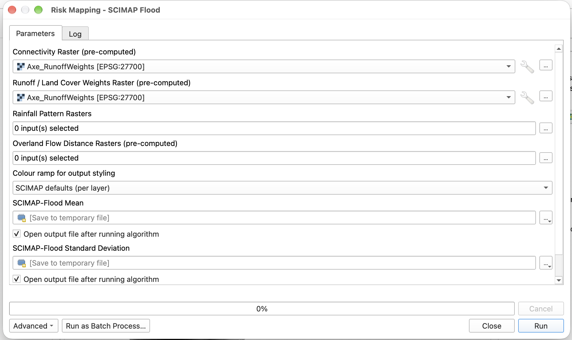 SCIMAP Flood Processing dialog