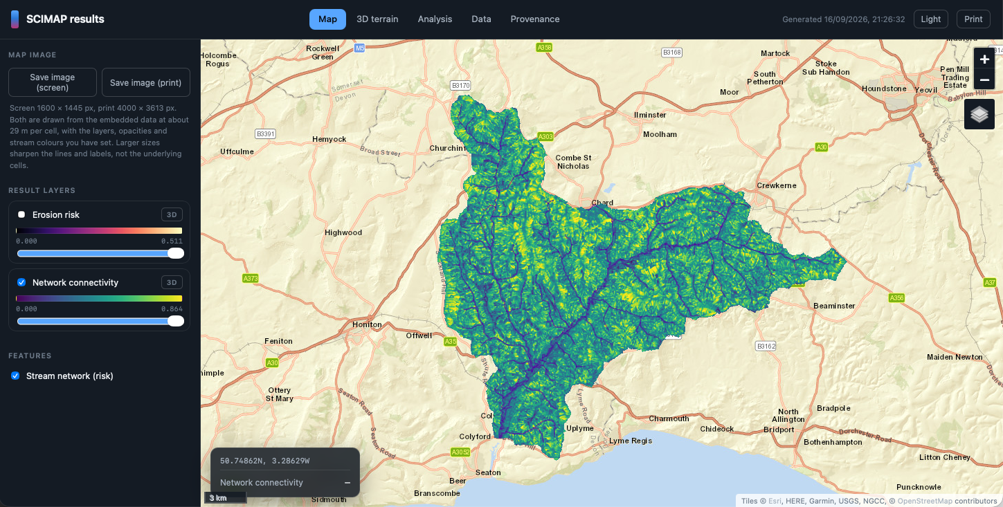 The dashboard's 2D map view