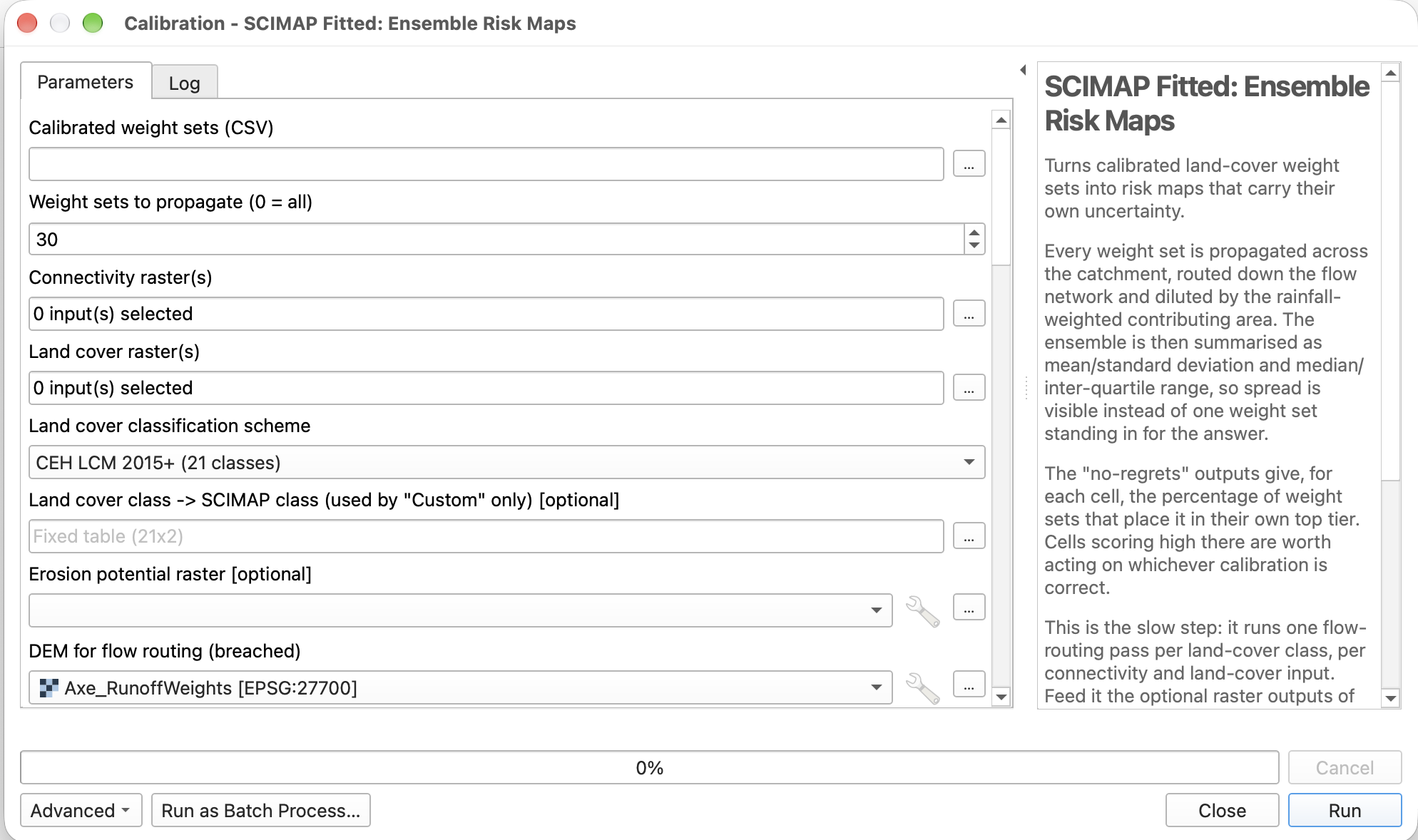 SCIMAP Fitted 3 Processing dialog